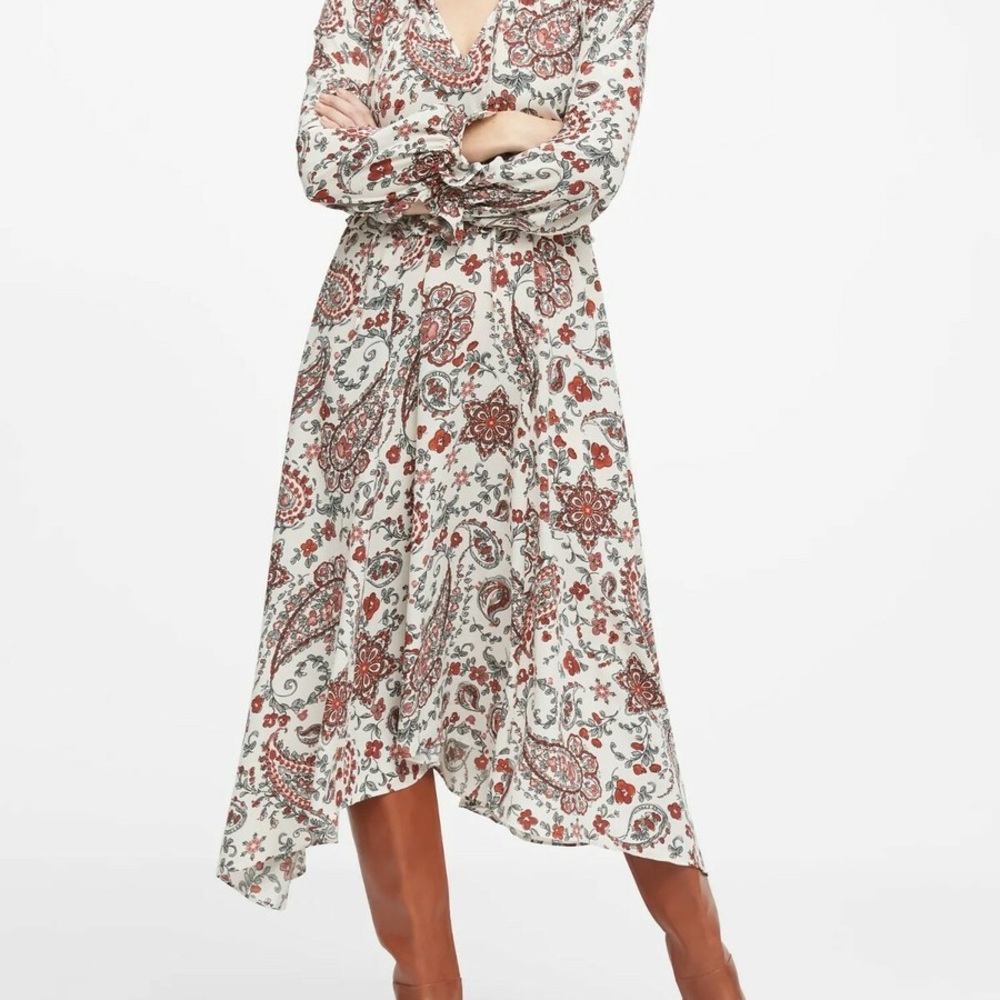 Banana Republic Women's Paisley Print Dress - Cream and Brown - Picture 2 of 8